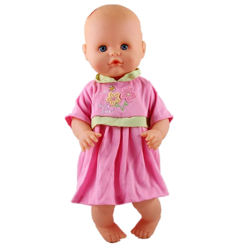 Одежда для кукол подходит для 35 см Nenuco кукла Nenuco Ropa Детские реалистичные аксессуары для куклы реборн ярко-красный ABC карманы платье на подтяжках - Цвет: dress2