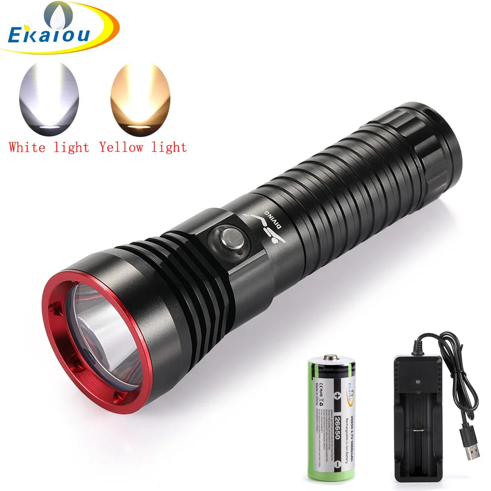 new XHP70.2 Diving Flashlight Professional Dive Light Underwater 100M Waterproof LED White/Yellow light Fill light Torch Lantern