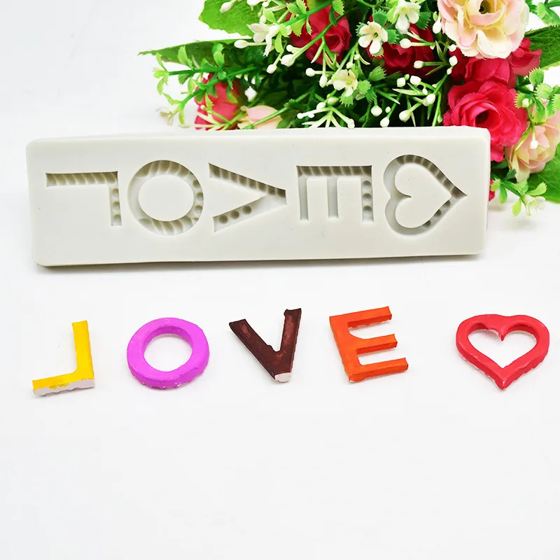 DIY любовь силиконовый помадной форма для льда Форма свадебного торта украшения