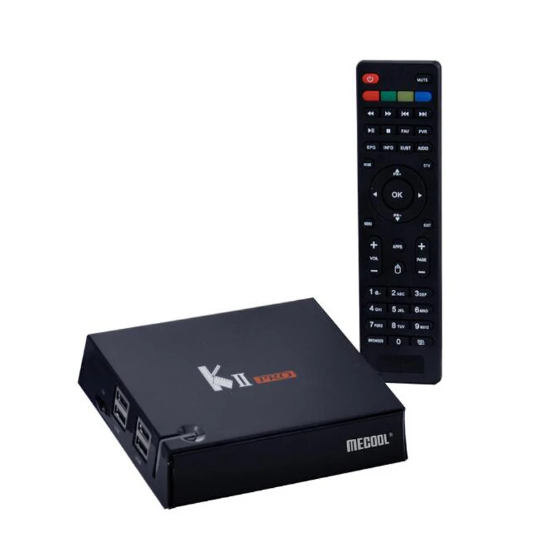MECOOL Декодер каналов кабельного телевидения PRO DVB-S2 DVB-T2 DVB-C Android ТВ коробка 4K S905d 4 ядра, 2 Гб оперативной памяти, 16 Гб встроенной памяти, Android 7,1 Смарт ТВ коробка 2,4G/5G WiFi медиаплеер