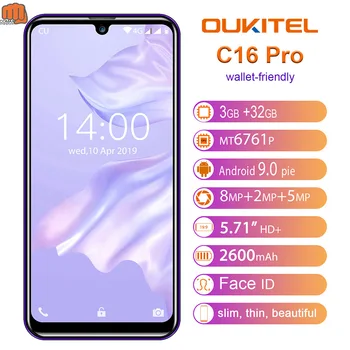 Перейти на Алиэкспресс и купить OUKITEL C16 Pro 5,71 ''мобильный телефон Android 9,0 MT6761P, 3 Гб оперативной памяти, 32 Гб встроенной памяти, смартфон с функцией отпечатков пальцев (Fingerprint ID л...