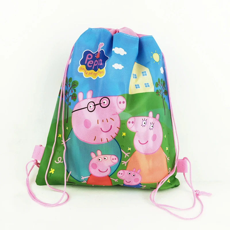  Peppa Pig Bundle Pocket Storage Bag Non-woven Fabric Shopping Backpack George Family Anmie Figure T - 32995640643