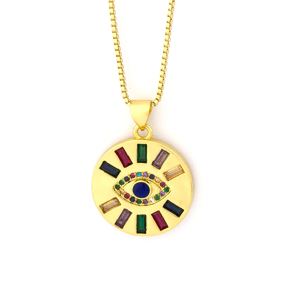 Модное ожерелье Lucky Eye с микрозакрепкой из циркония от сглаза золотого цвета