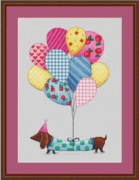 

Top Birds and Peach Blossoms and Birds Counted Cross Stitch Kit Cross stitch RS cotton with cross stitch Balloon on Sausage Dog