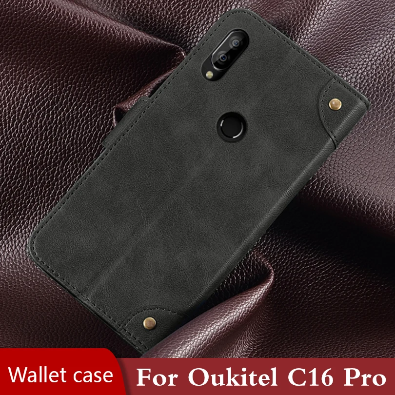Чехол-Кошелек на Oukitel C16 Pro задняя Кожаная Обложка для книг Магнитный противоударный бампер чехол для телефона для Oukitel C16 Pro Чехол