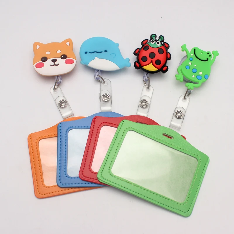 

Cartoon Animals Silicone card case holder Bank Credit Card Holders Bus ID Holders Identity Badge with Cartoon Retractable Reel
