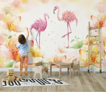 

CJSIR Custom Wallpaper Hand-painted Flamingo Tropical Rainforest Tropical Plant Wall Wallpaper for Walls 3d Papel Pintado Decor