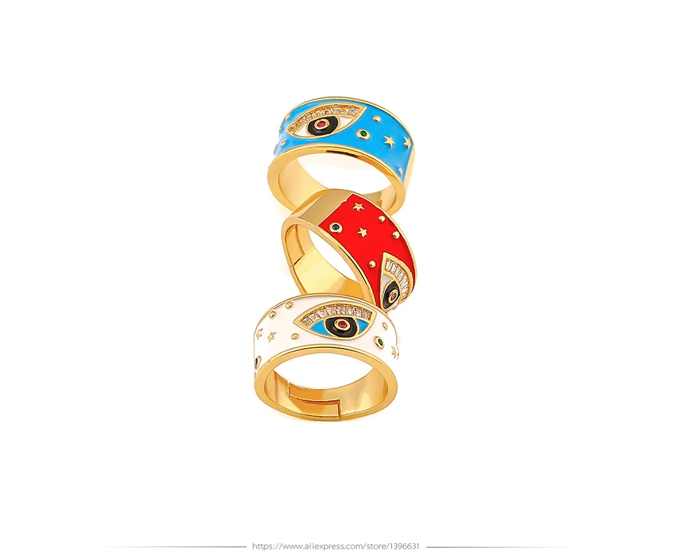 Yhpup, цветные женские кольца с эмалью, этнический глаз дьявола, винтажное индийское кольцо, циркониевое регулируемое ювелирное изделие для женщин, ювелирные изделия для вечеринок, Новинка