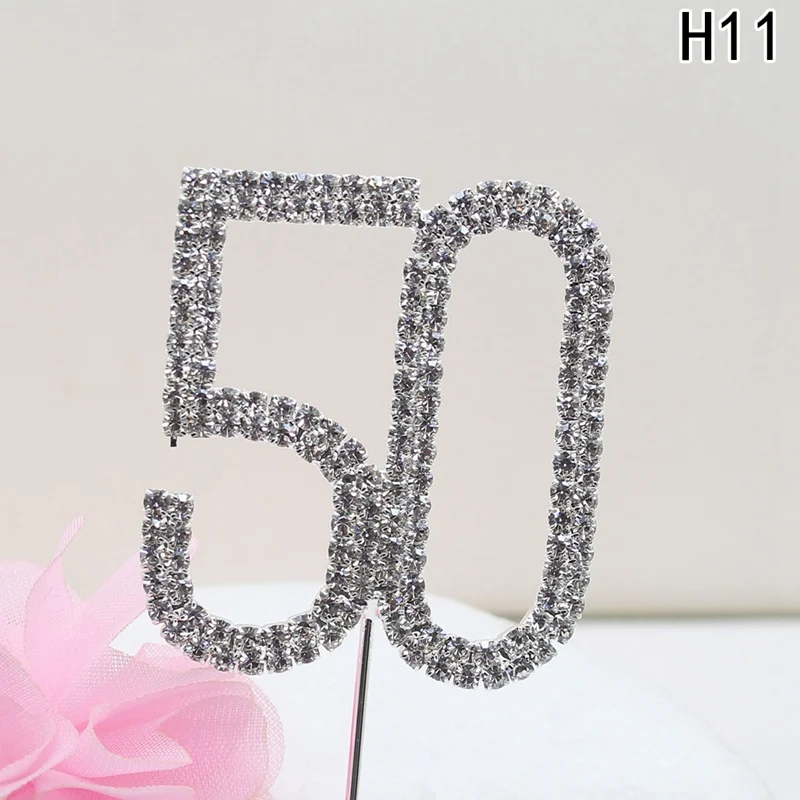 1 pcs High quality Crystal digital cake topper fork Features shiny wedding and Party decor accessories