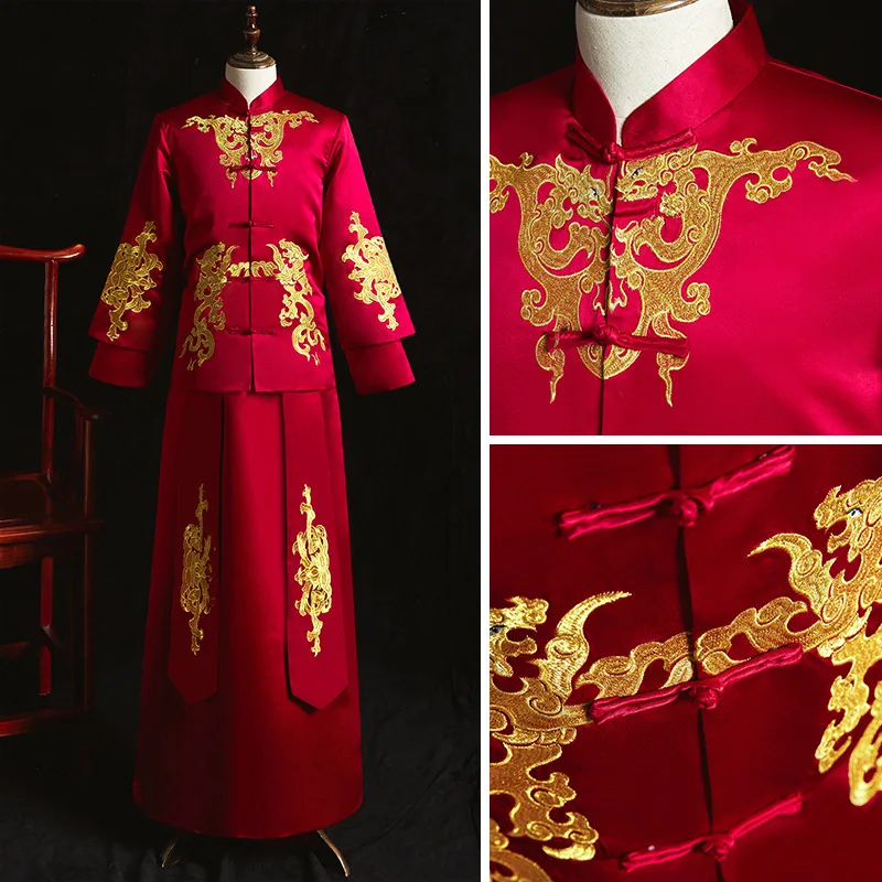 

2020 Smoking Masculino Mao Suit Men's Wear Chinese Style Malay Suit Bridegroom Wedding Dress Toast Tang Xiuhe Spring And Autumn