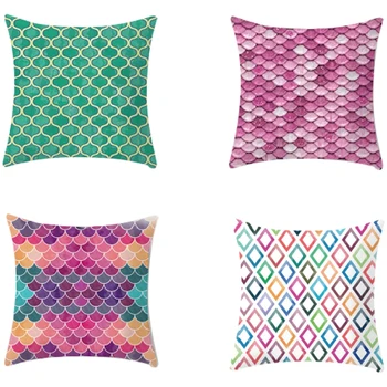 

Geometric Pattern Cushion Covers Home Decorative Pillows Case Throw Pillows Cover Map Velvet Pillow Case for Sofa