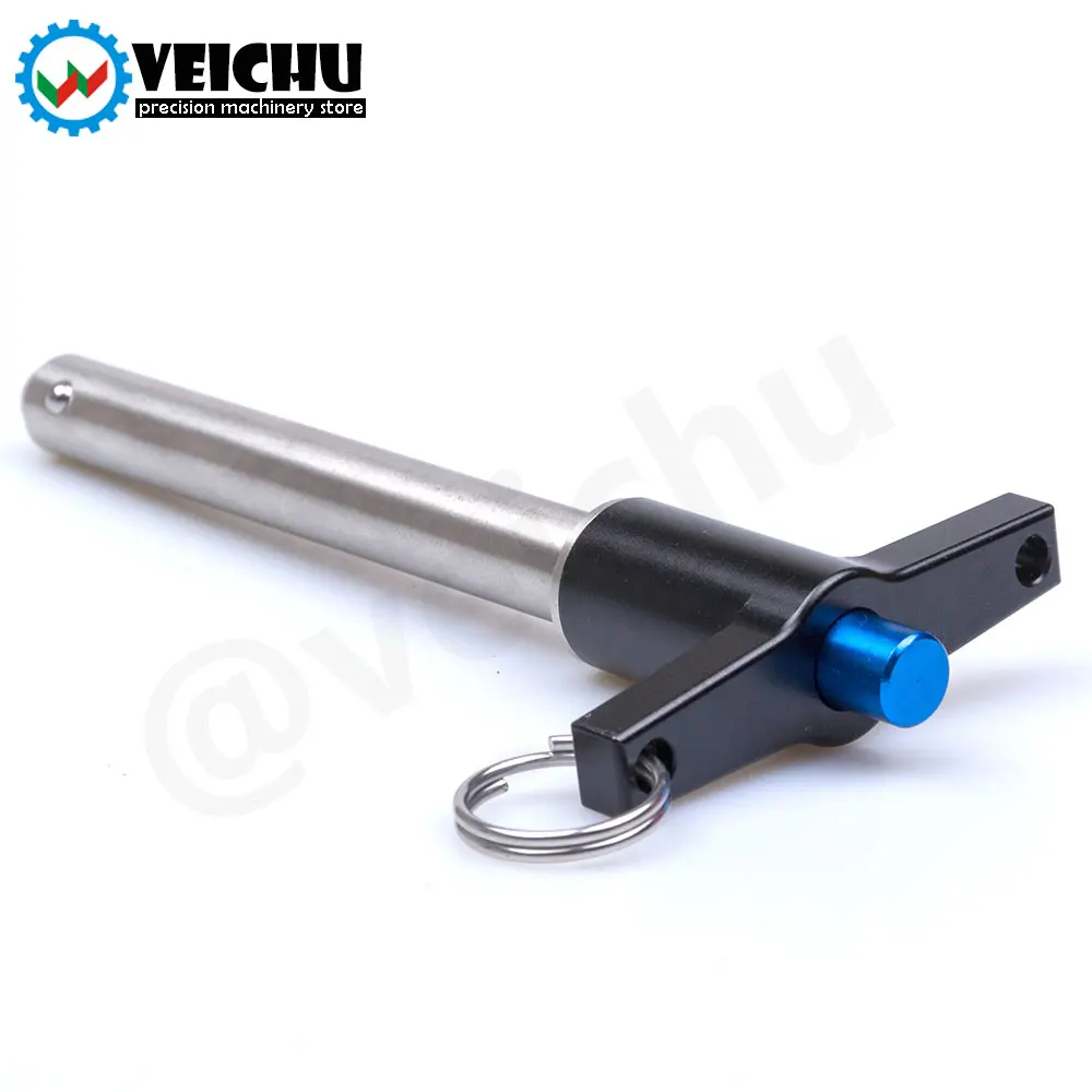Cylindrical Locating Dowel Pin Stainless Steel Ball Lock Pins Stainless Steel Pins Clips 1pcs T-Handle Aluminum Grip Fastening Locating Safety Pins VCN117 Quick Release Button Pins Ball Lock With Ring