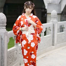 Японский женский костюм кимоно азиатское платье хаори Obi Yukata Harajuku цветочное Hanfu сказочное платье для косплея маскарадная одежда сценическая одежда