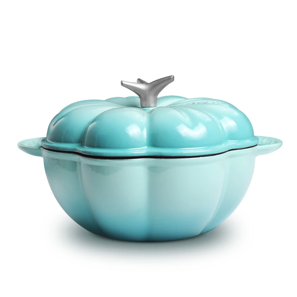 Эмалированная чугунная сковорода с антипригарным покрытием, кастрюля для супа, кухонная посуда, кухонная плита, кастрюля для тушения, Индукционная газовая тушенная - Цвет: 24 cm blue