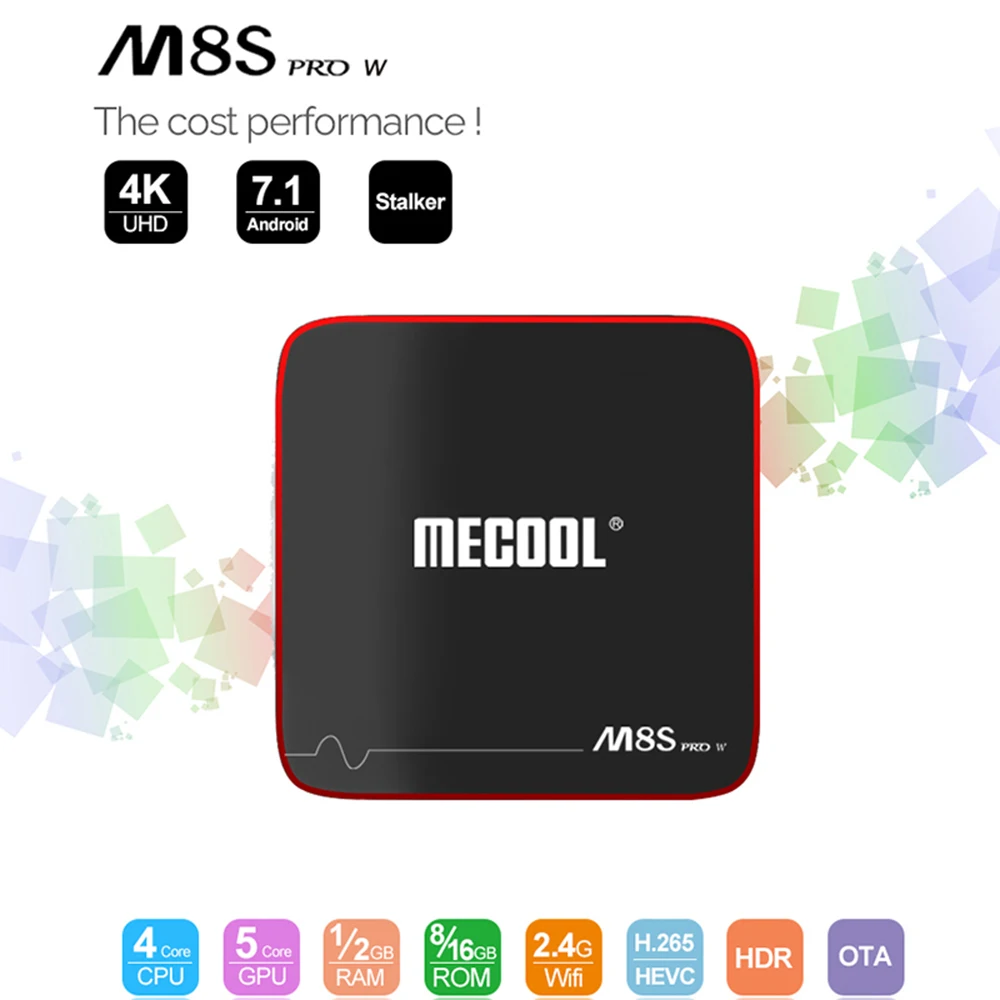 MECOOL M8S PRO W Android 7,1 Smart ТВ Box Amlogic S905W 4 ядра, 2 Гб оперативной памяти, 16 Гб встроенной памяти, 1 ГБ 8 ГБ голос Управление 2,4G Wi-Fi 4K set top tv Box