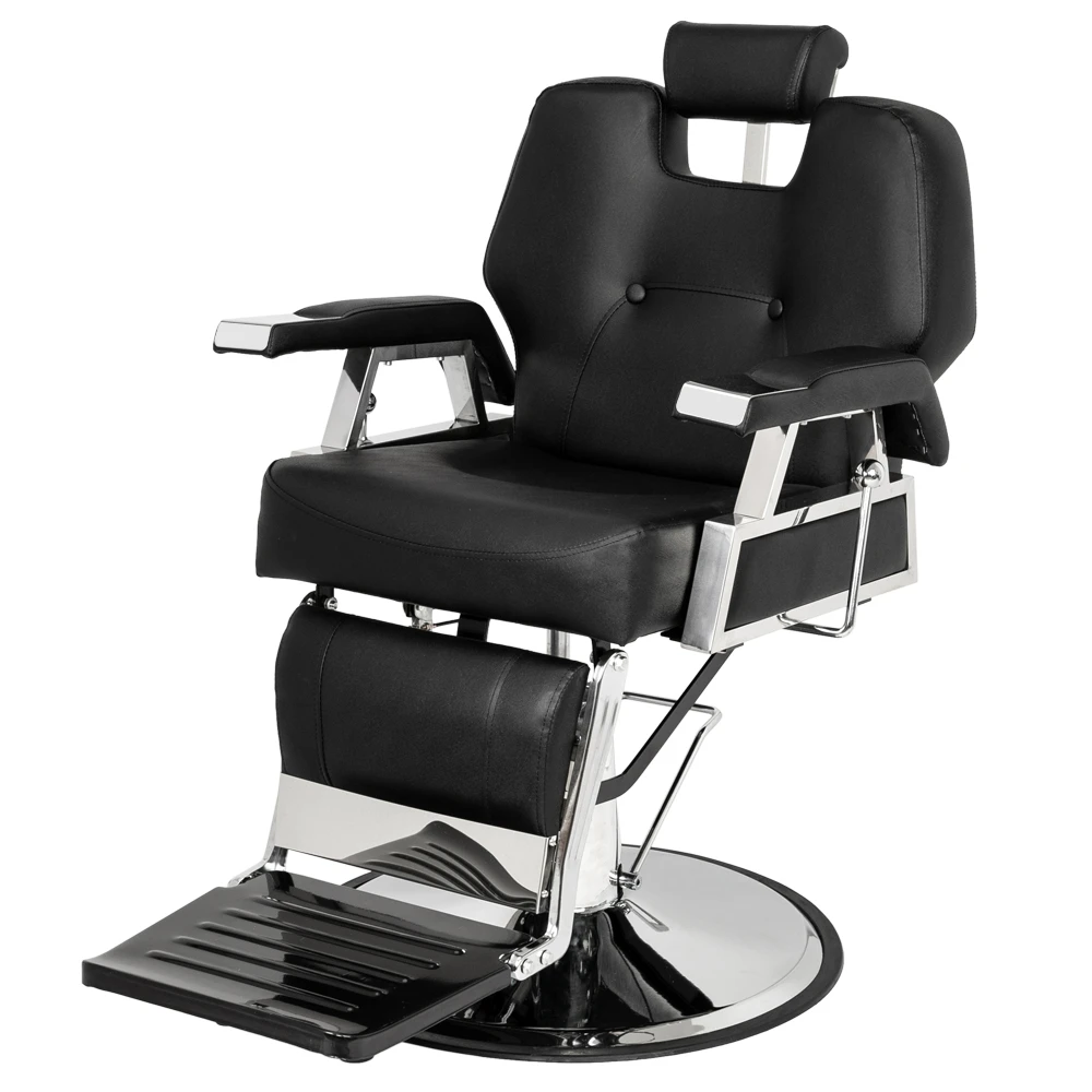 Barber Chair Beauty Salon Equipment Pvc Leather Case Stainless Steel Base With Iron Footrest Disc 150kg Black Us Stock Barber Chairs Aliexpress