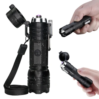

Lafagiet Outdoor USB Electronic Lighter IP67 Waterproof Electric Plasma Arc Lighter 100 Lumen Torch Flashlight Lighter Mens Gift