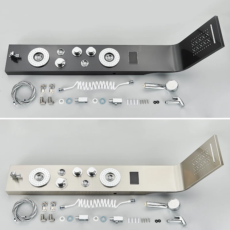 Bathroom Shower Panel LED Light Intelligent LCD Shower Column System 6 Modes Rain Waterfall Massage Jet Bath Mixer Tap