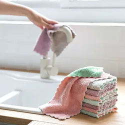 Household Cleaning Tools & Accessories Cleaning Cloths Nonstick Oil Coral Velvet Hanging Hand Towels Kitchen Dishclout #py10