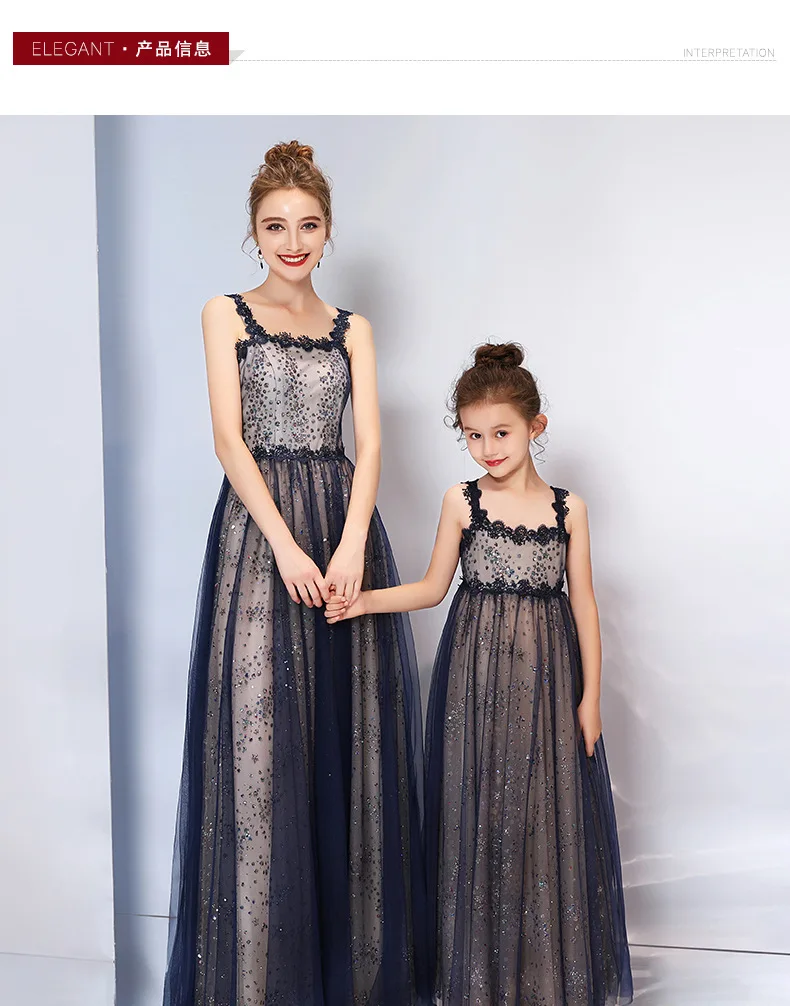 Mother Daughter Dresses Matching Family Look Lace Wedding Dress for Mommy and Mini Me Clothes Lady Women Princess Ball Gown
