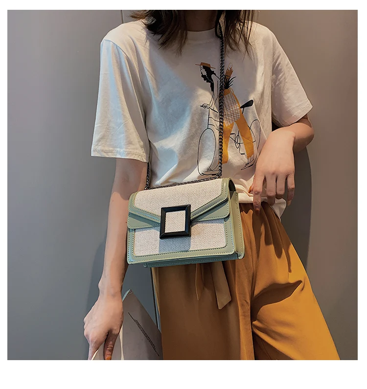 Элегантный женский манжет квадратная сумка модная Новая высококачественная женская дизайнерская сумка из искусственной кожи с цепочкой на плечо сумка-мессенджер
