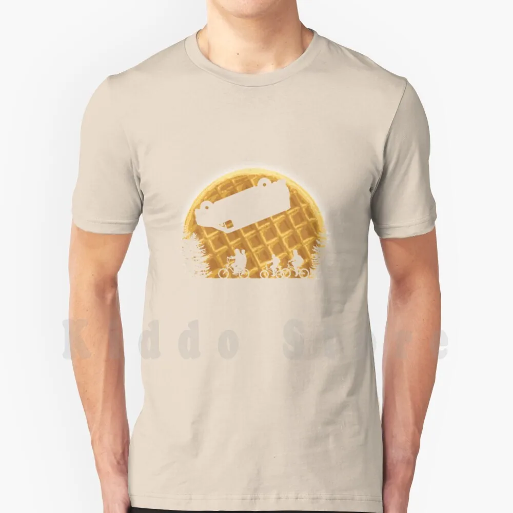 thumbnail image 1 of Camiseta Stranger Moon de algodón para hombre, camiseta con estampado DIY, genial, años 80, Moon Waffles, Netflix, Hawkins, Upside Down, Eleven, Demogorgon, Things, años 80, 1 of 5