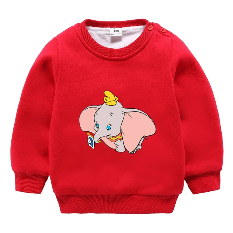Зимний вельветовый свитер с принтом «Dumbo» для мальчиков и девочек, Забавные милые детские топы с круглым вырезом и рисунком - Цвет: as picture