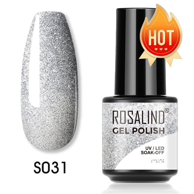 ROSALIND 7ml Gel Polish Semi Permanent Nails Gel Polish Soak Off UV LED Base Top Coat Vernis Nail Art Glitter Gel Varnish SLS-S031