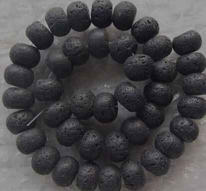 819 2 Пряди 10x14 мм натуральный вулканической лавы Roundel бусины 15,5"
