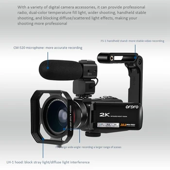 

ORDRO Z63 2K Ultra HD Digital Camera Anti-Shake IR 8 MP HD Press Sn Equipped with Telescope
