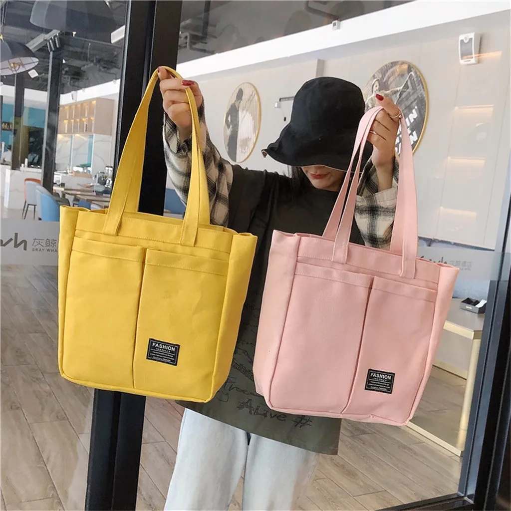 Женская однотонная Повседневная Сумка-тоут, холщовая сумка на молнии, сумка на плечо для женщин uxury, женская сумка