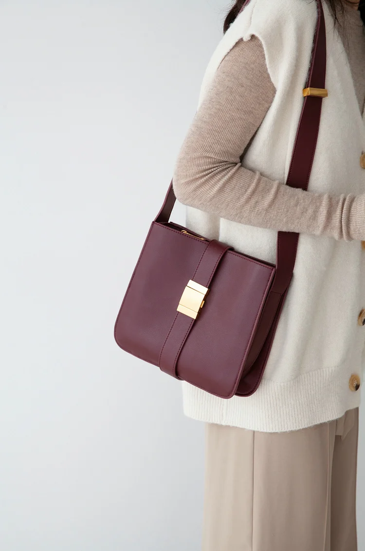 wide strap flap bags split leather shoulder bag for female solid high quality crossbody bags simple cowhide bag for women