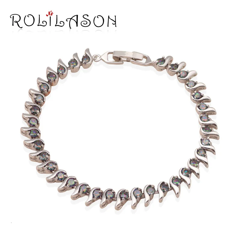 Специальный стиль AAA циркония pulseras для женщин Круглый Циркон с радужным блеском модные ювелирные изделия Посеребренная Очаровательная Браслеты TB749