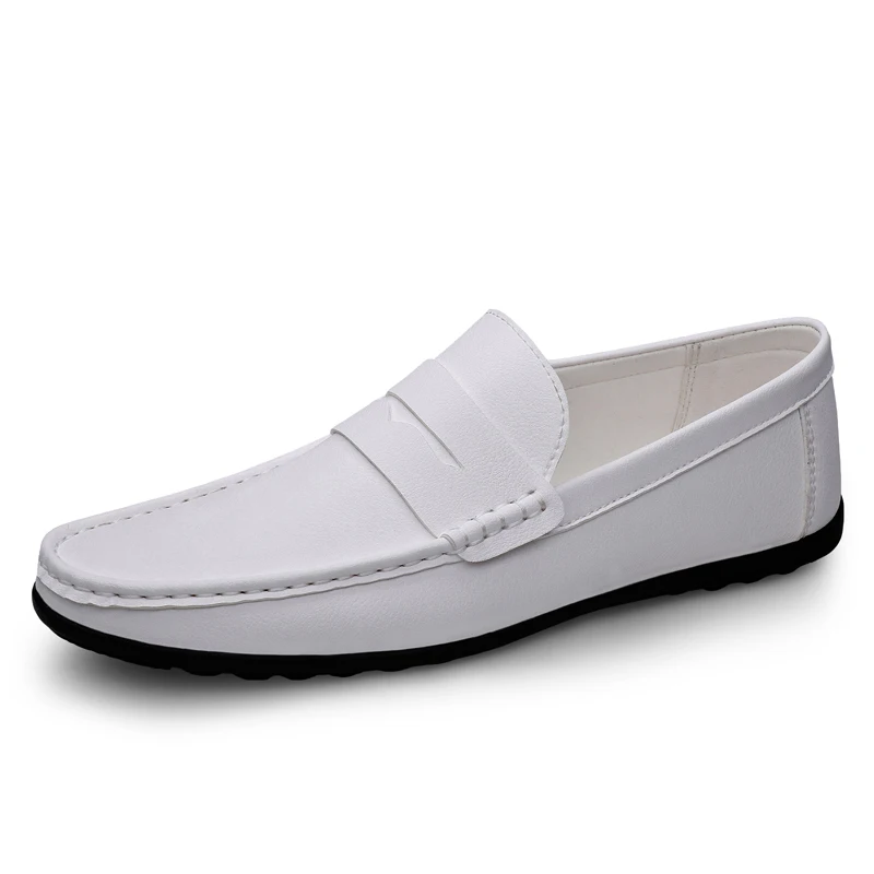 Spring Autumn Mens Casual Leather Loafers Men Loafer Shoes Mocasines Hombre Mocassini White Black Slip-On Big Size Dropshipping 4
