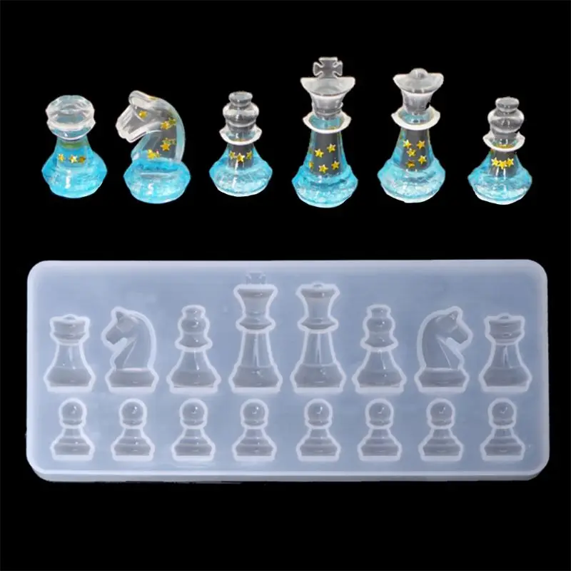 Смола литья формы набор Garloy, 2 шт 3D шахматы прозрачные силиконовые формы для изготовления
