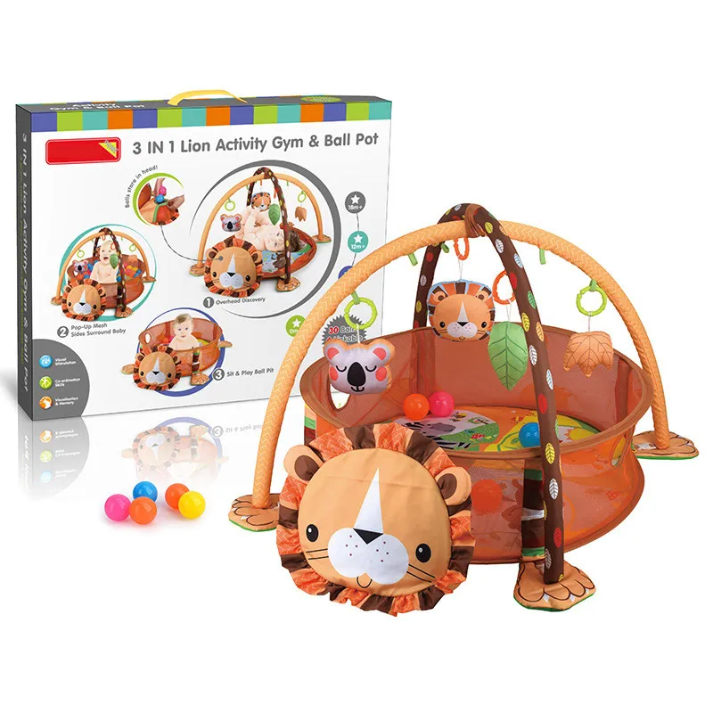 IMBABY Baby Game Mat Multi-Function Cartoon Marine Ball Three-In-One With Ball Fitness Rack Crawling Pad baby gym Newborn Toy