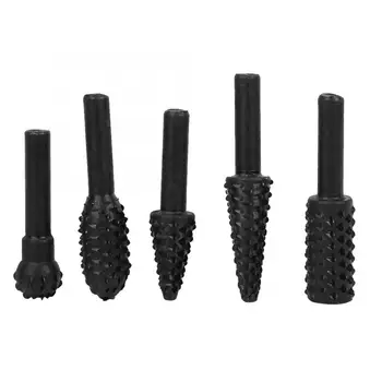 

5 Pcs 53~61mm Black Woodworking Rotate File 6mm Rotary Burr Head for Wood Process Household Tool Set