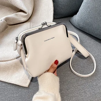 

PU Leather Women's Crossbody Bag White Letter Women's Shoulder Handbags Snap Clip Women Fashion Summer Bags for Lady 2020 New