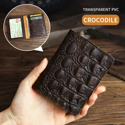 Mini Small Men's Wallet Crocodile Printed Card Holder Pocket Genuine Leather Auto Document Holder Wallets Coin Purse