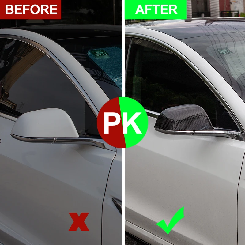 Heenvn Model3 Real Carbon Fiber Rear View Mirror Protective Cover For Tesla Model 3 Accessories Matte Carbon For Tesla Three Car