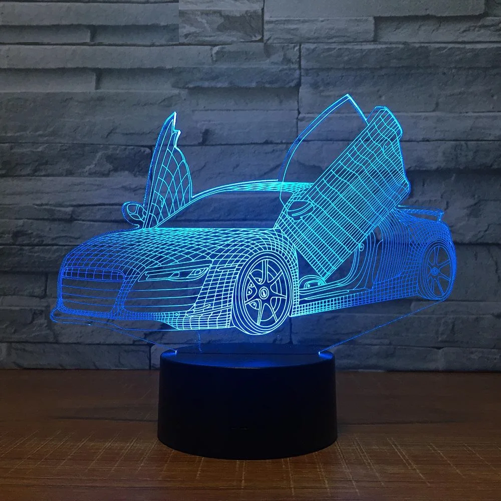 Крутой спортивный автомобиль 3D светодиодный RGB Ночник светильник 7 цветов