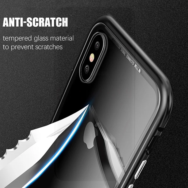 Магнитный адсорбционный металлический чехол для iPhone 11 Pro X XS Max, задняя крышка из закаленного стекла на магните для iPhone 6, 6s, 7, 8 Plus, 11Pro