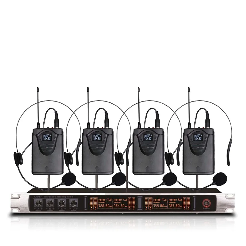 

Professional wireless microphone system four channel headset microphone stage performance teaching microphone wireless