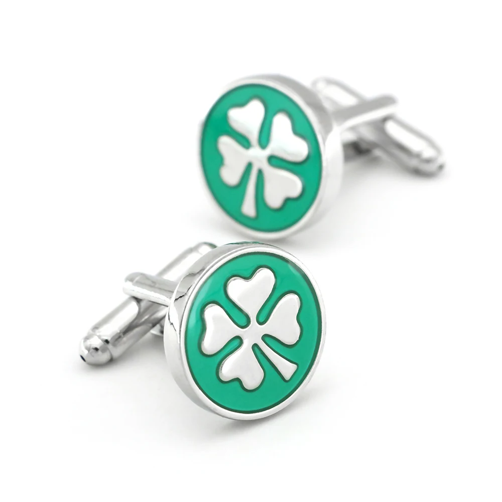 Запонки клевер Lucky Clover Design с четырьмя листьями качественный латунный материал