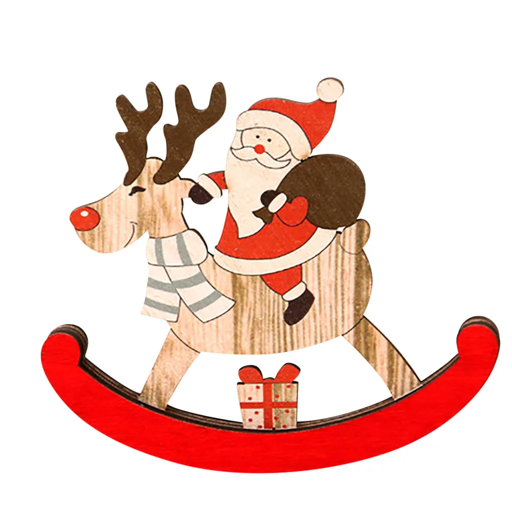 1 шт. рождественские деревянные сани Подвески ручная работа Санта Клаус Снеговик Рождественская елка украшения Рождественская вечеринка подарок для детей#15 - Цвет: White