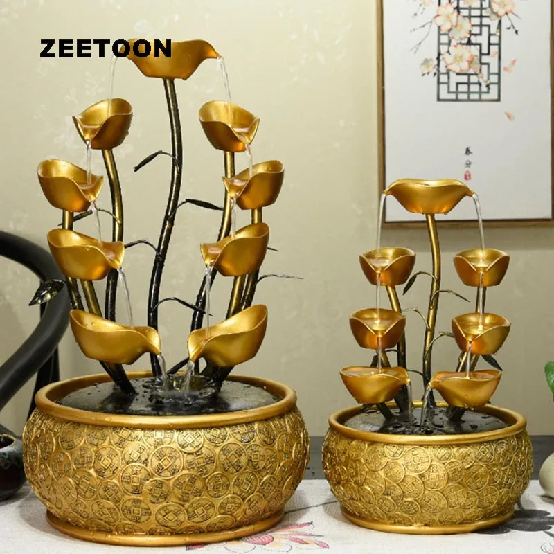 

110V/220V Creative Water Fountain Natural Resin Crafts Home Feng Shui Decoration Humidifier Fountain Waterscape As Opening Gifts