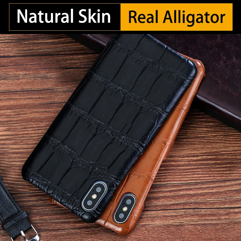 

Real Crocodile Skin Phone Cases For iPhone 7 8 Plus X Xs Max Case Natural Alligator Back Cover For 6 6s 6p 7p 8p case