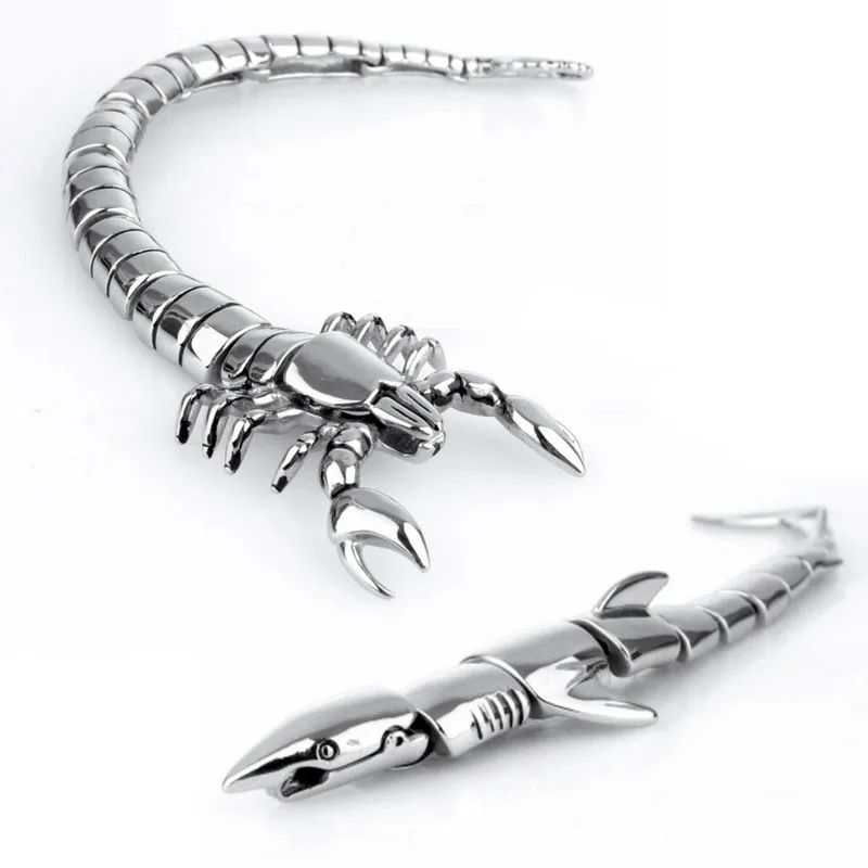EDC Открытый браслет самообороны из титановой стали серебряный Акулья Скорпион