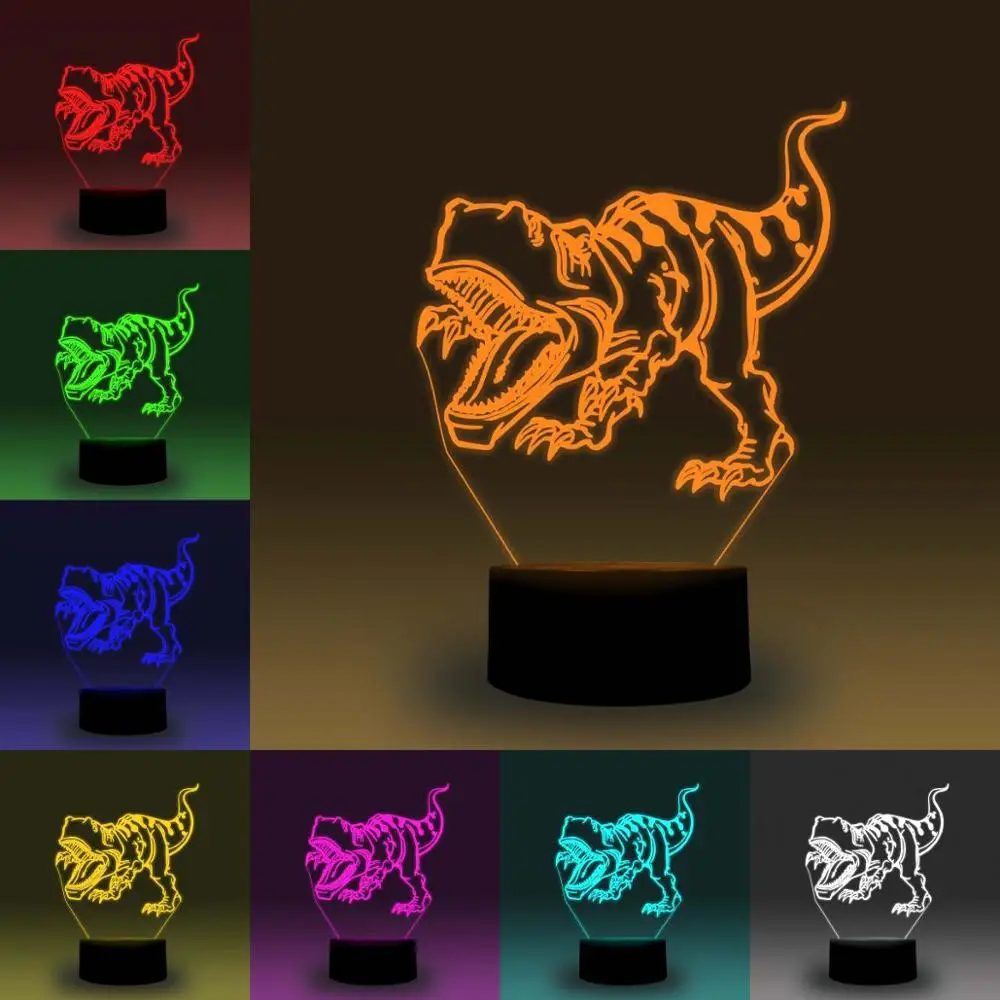 

NiteApps Angry Tyrannosaurus Rex 3D RGB LED Night Light Desk Table Illusion Lamp Holiday Birthday Gift APP/Touch Control