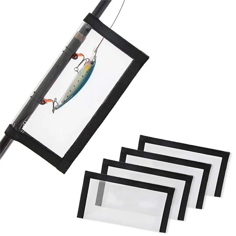 

4 Pcs Transparent PVC Fishing Lure Wraps Set 10*20cm PVC Lure Cover with Fishing Hook Keepers for Outdoor Fishing